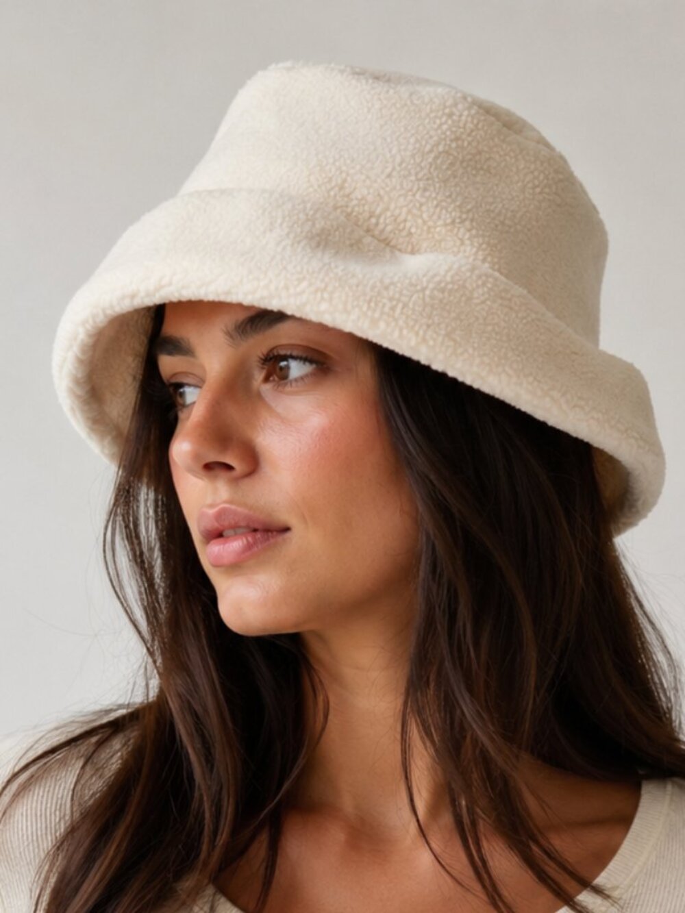 Joe Fresh Cream Fleece Beanie Hat Adult L/XL Soft Polyester Winter Cap Unisex